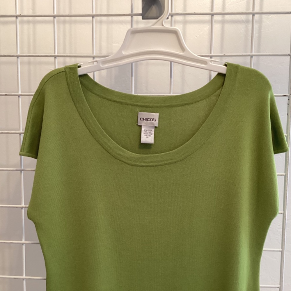 Chico’s Round Neck Top Green Size 3 - Picture 6 of 7